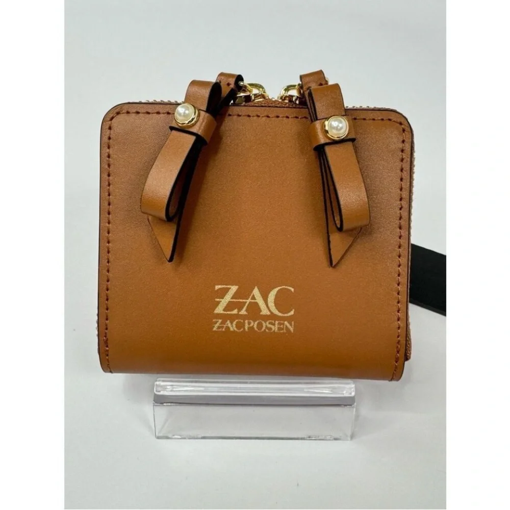 ZAC Zac Posen Women's Eartha Zipped Small Wallet-Pearl Lady Brown NWT